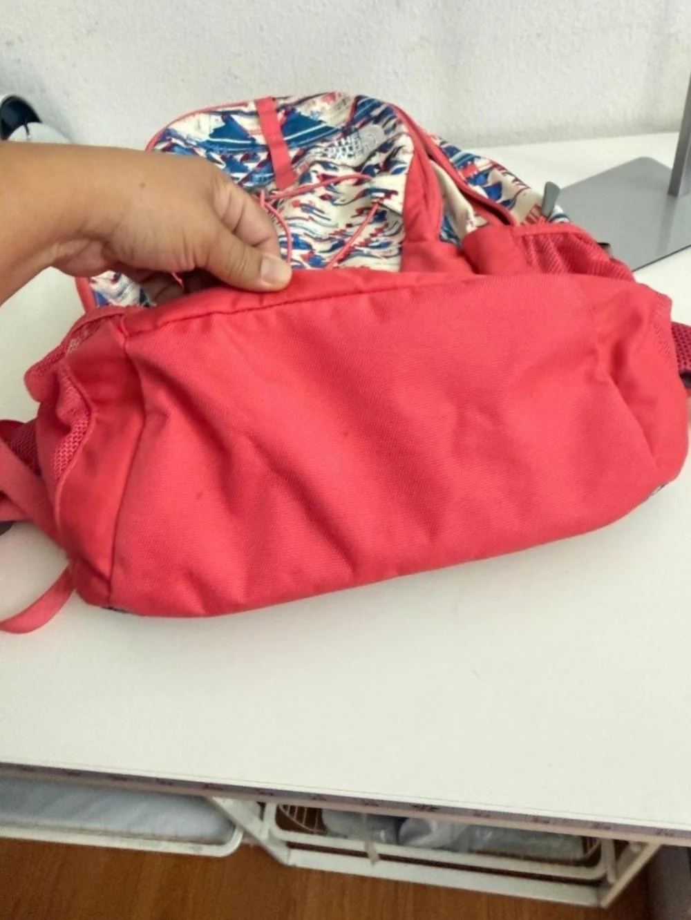 The North Face Patterned Jester Backpack in Coral and Blue
